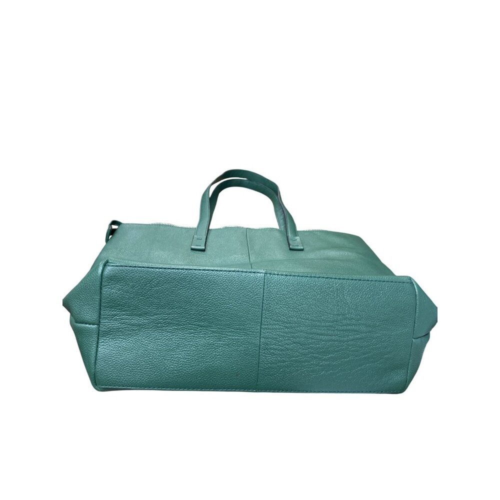 Tahari Womans Green Pebbled Leather Tote HandBag Silver Charm SKU 9355 - Picture 8 of 16